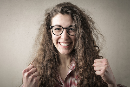 Exultant successful girl